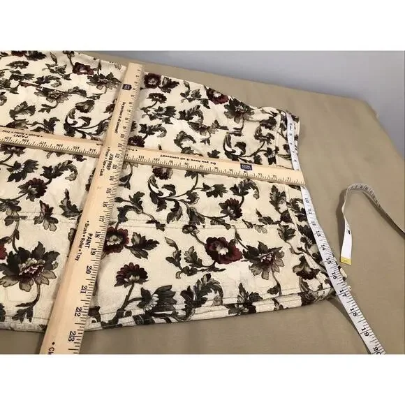 Eddie Bauer Skirt Size 10 Tall Beige Green Corduroy Floral Pencil Pockets Zipper - Picture 6 of 7